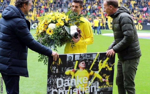 Pulisic played his last home game for Borussia Dortmund on 11 May, scoring the first goal as the team beat Fortuna Dusseldorf 3-2