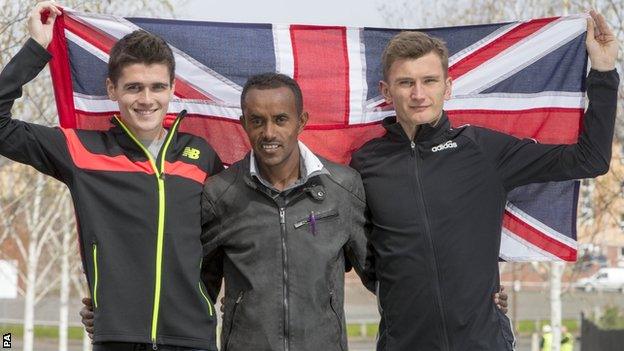 Callum Hawkins, Tsegai Tewelde and Derek Hawkins