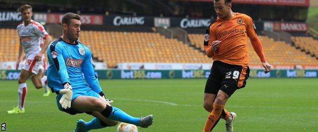 Jed Steer saves Adam Le Fondre's shot