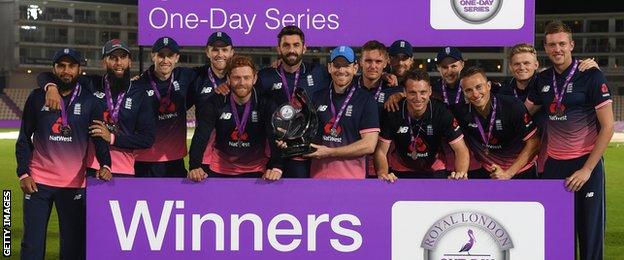 England with the one-day series trophy