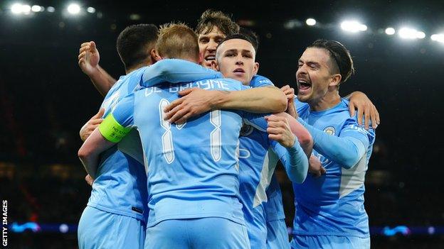 Manchester City players celebrate