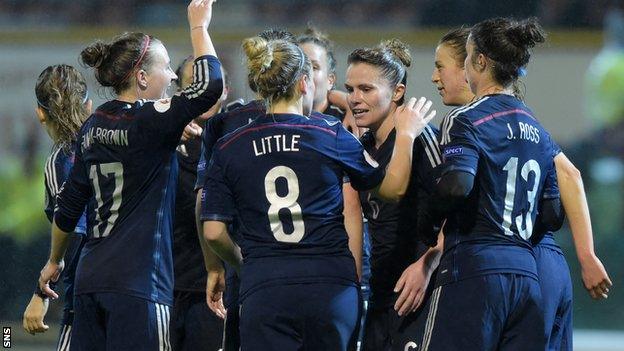 Scotland women's national side celebrate