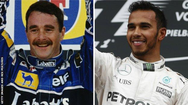 Nigel Mansell and Lewis Hamilton