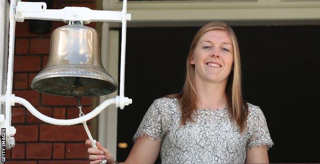 Heather Knight with the Lord's bell