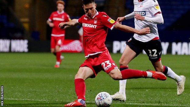 Joe Lolley fires in Nottingham Forest's opening goal at Bolton