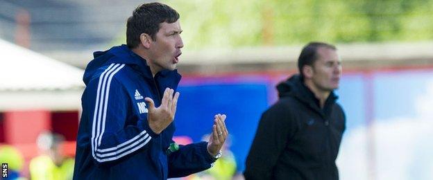 Martin Canning and Alan Archibald take in the goalless draw between Hamilton and Partick Thistle