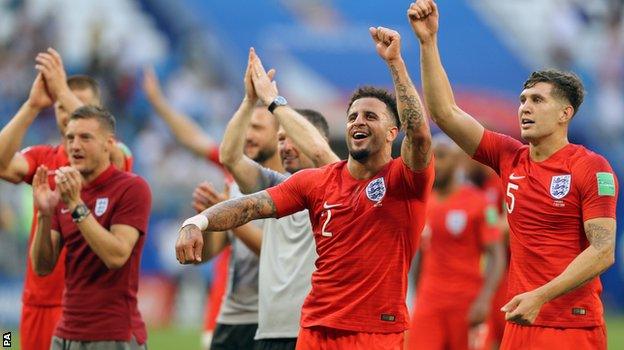 England players celebrate