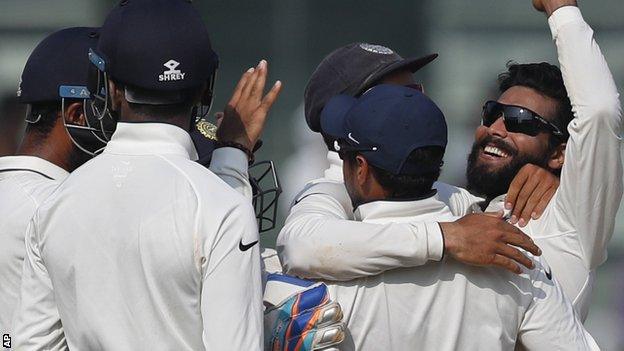 Ravindra Jadeja celebrates