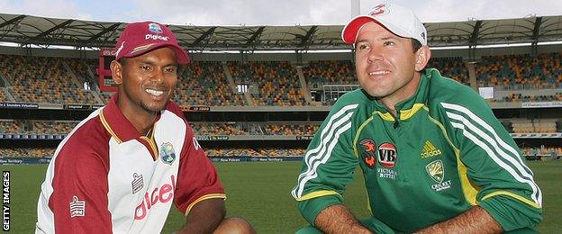 Shivnarine Chanderpaul and Ricky Ponting