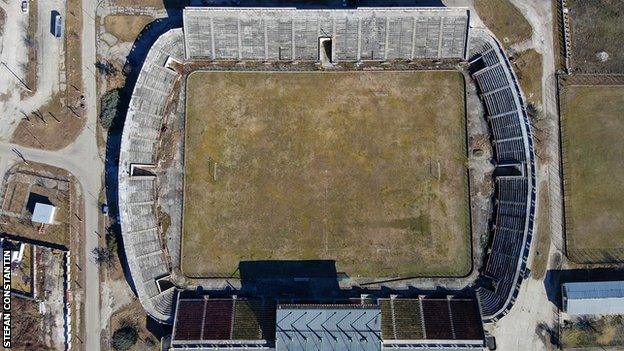 FC Olt's stadium in Scornicești, viewed from the air