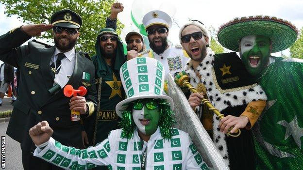 Pakistan supporters, before their game against India at Edgbaston