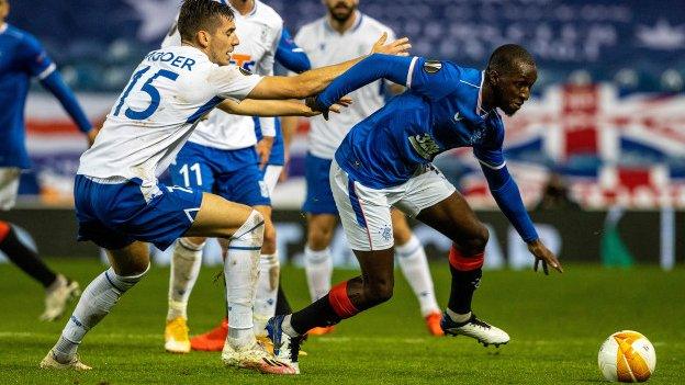 Rangers' Glen Kamara (right) against Lech Poznan