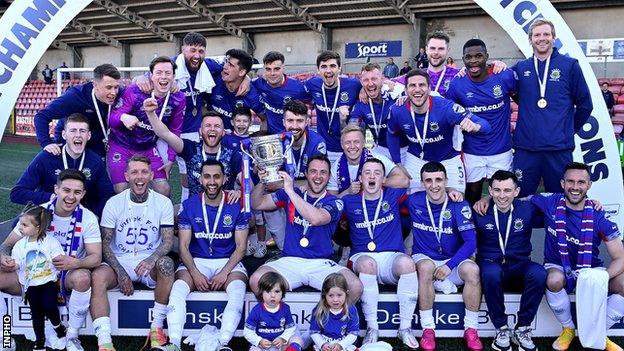 Linfield have won three Irish League titles in a row