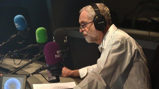 Jeremy Corbyn in the BBC Radio 4 studio