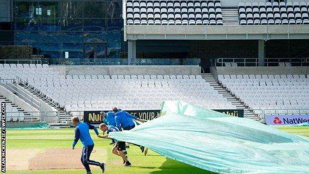 Play in the Roses Match was finally abandoned for the day in mid-afternoon in Leeds