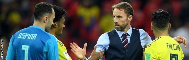 Gareth Southgate's comforts Colombia players