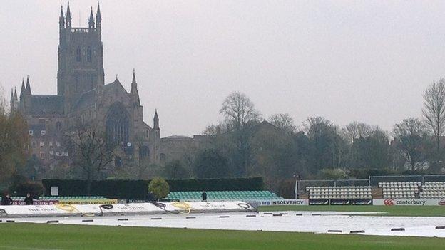 Covers on at New Road on the opening day of the 2016 season