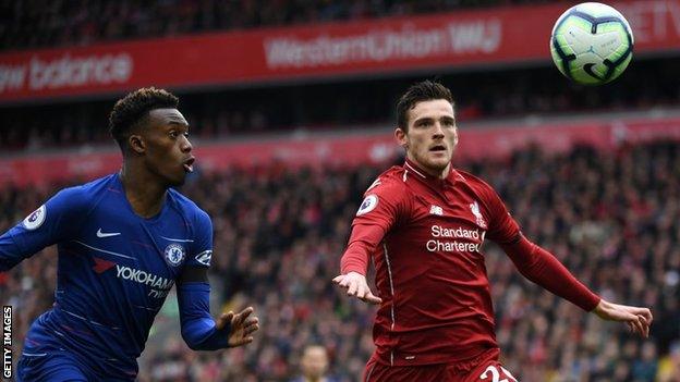 Andrew Robertson in action against Chelsea