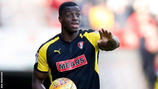 Josh Emmanuel in action for Rotherham United