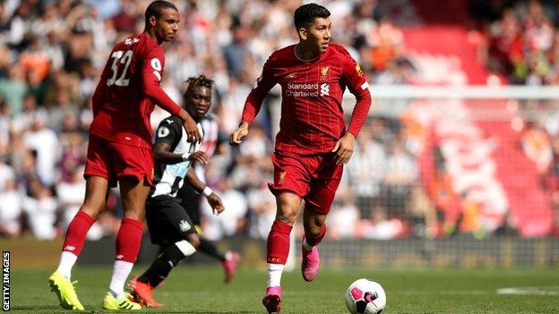 Liverpool's Roberto Firmino in possession against Newcastle