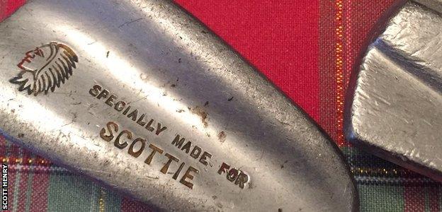 The clubs Scott Henry's dad made him had a unique stamp!