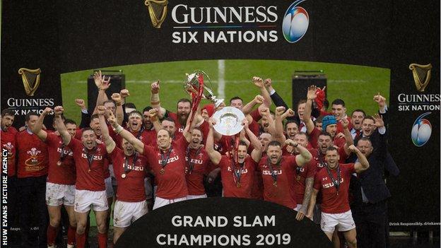 Wales celebrate winning the 2019 Grand Slam