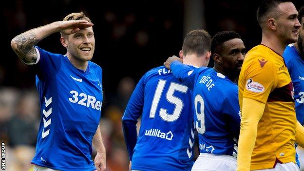 Scott Arfield scored all three of Rangers' goals at Fir Park