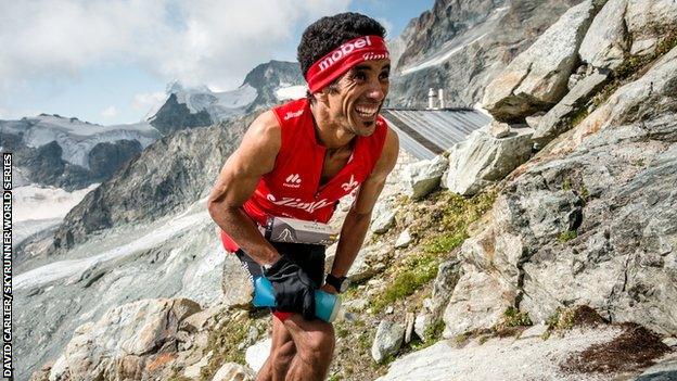 Zaid Ait Malek competing at a Skyrunning event in Switzerland