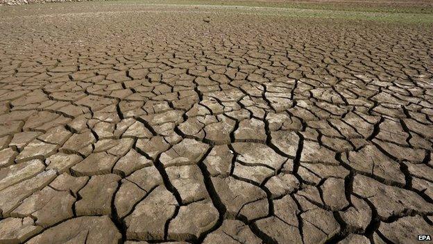 The dried out sea bed of the Soyang River in Chuncheon, Gangwon Province, northeastern South Korea, 16 June 2015