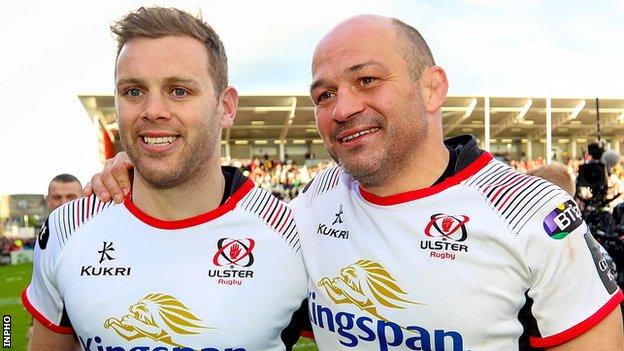 Darren Cave and Rory Best after Ulster's tense Pro14 quarter-final win over Connacht at Kingspan Stadium