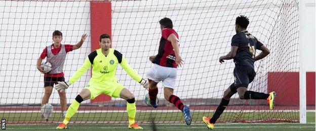 Lee Casciaro (right) gave Lincoln Red Imps a shock lead in the second half