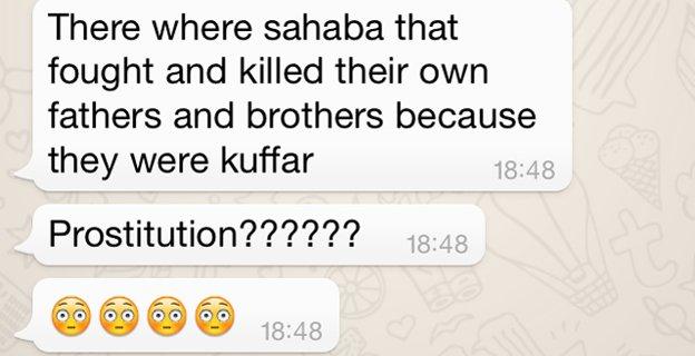 Screen grab of conversation