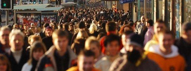 Shoppers on Princes Street Edinburgh