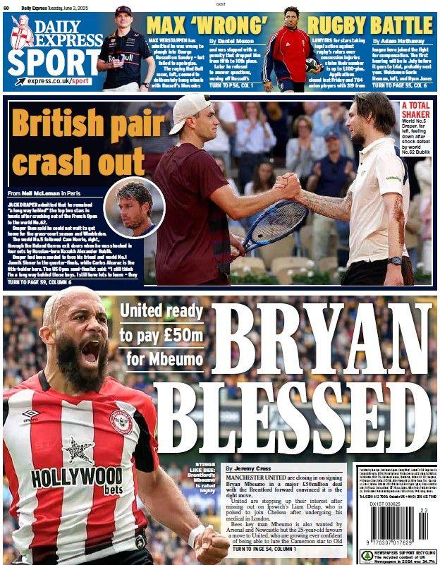 The back page of the Daily Express