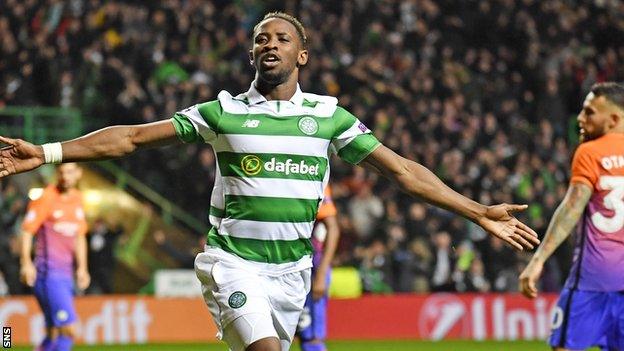 Celtic's Moussa Dembele celebrates against Manchester City