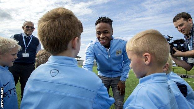 Raheem Sterling meets young Manchester City fans