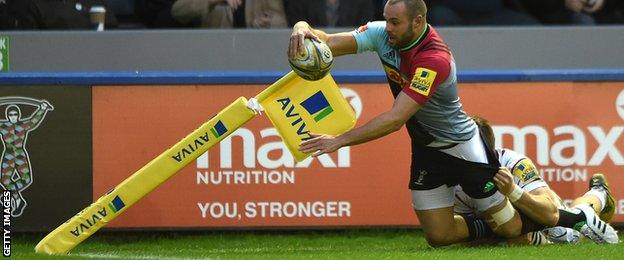 Harlequins winger Ross Chisholm denied a try