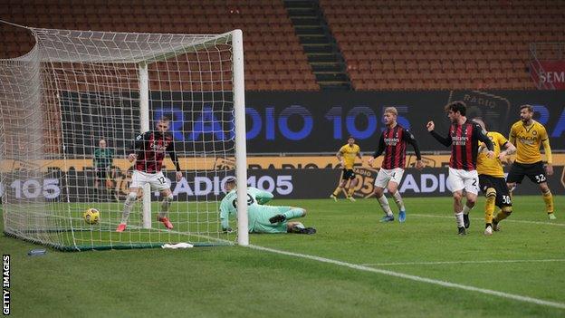 Udinese score against AC Milan in Serie A