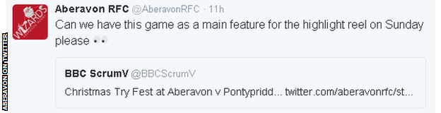 Aberavon on Twitter