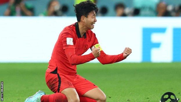 Son Heung-min celebrates