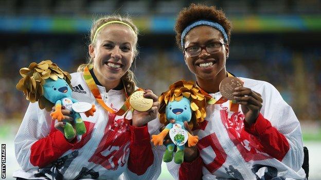 Wheelchair racers Hannah Cockroft and Kare Adenegan