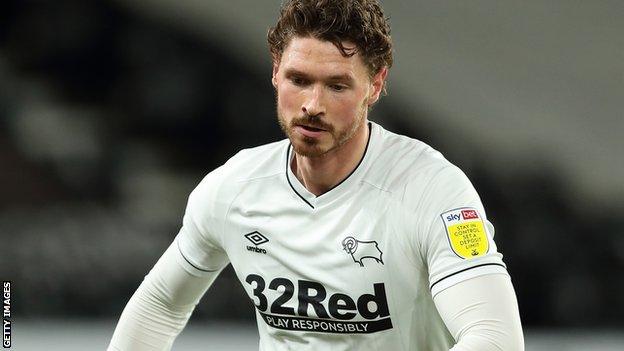 George Evans in action for Derby County