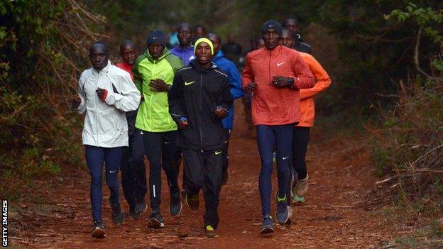 Eliud Kipchoge training in Kenya