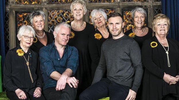 Gary Barlow, Tim Firth and the original Calendar Girls