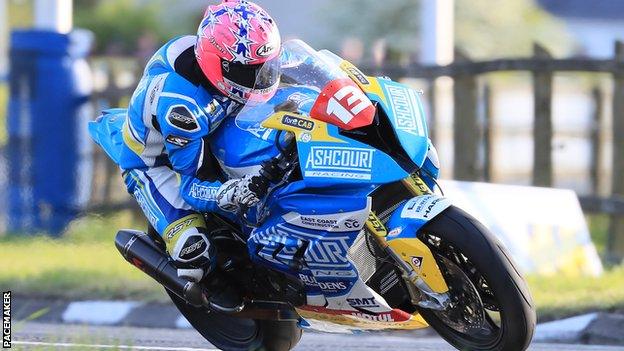 Johnston was fifth in the opening Superstock race at the North West 200