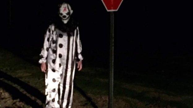 Facebook user Jason Rawlins posts a photo of a clown he encountered in Waco, Kentucky.