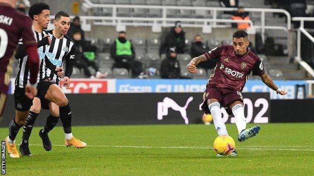 Raphinha scores for Leeds at Newcastle