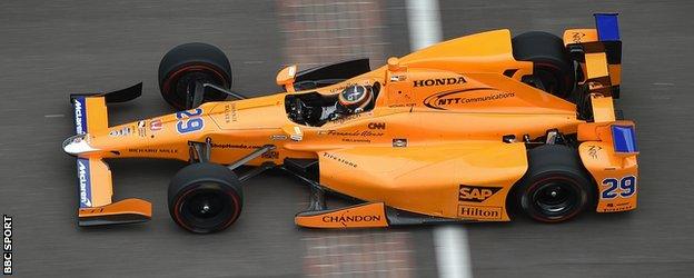 Alonso during testing for the Indy 500