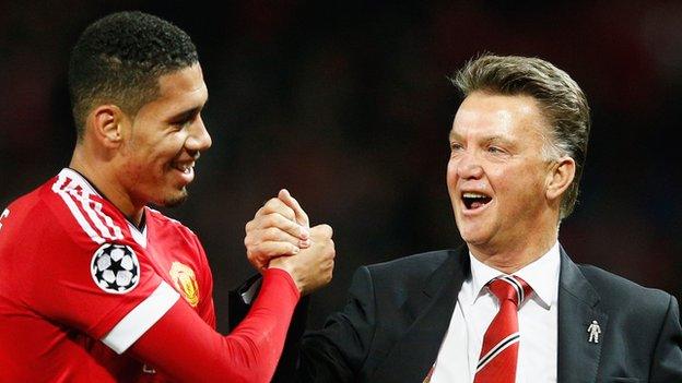 Louis van Gaal and Chris Smalling