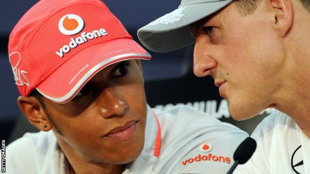 Lewis Hamilton and Michael Schumacher